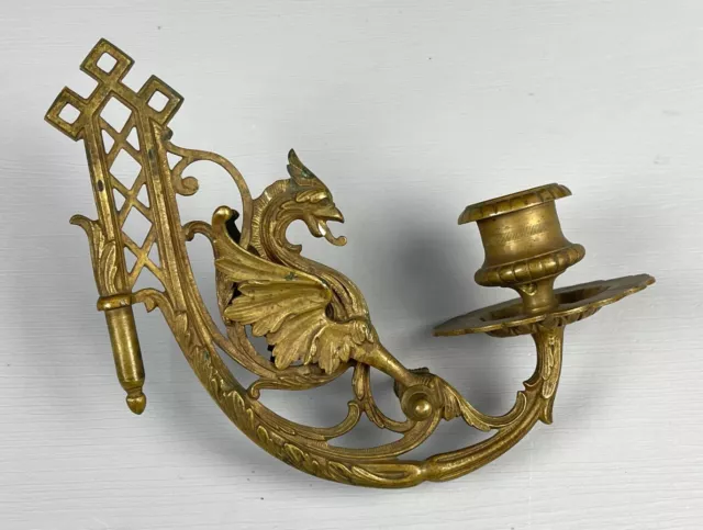 Antique Victorian Gothic Brass Wall Sconce LIGHT ARM - Ornate Griffin Design