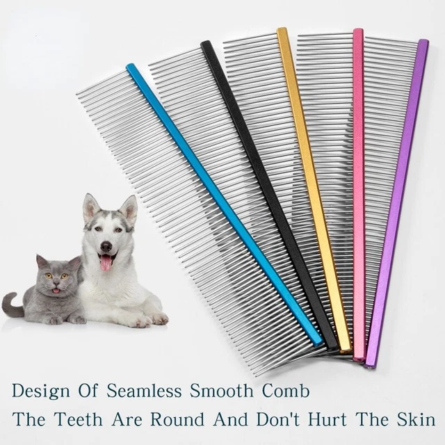 Pet Puppy Dog Cat Stainless Steel Comb Long Hair Shedding Grooming Flea Comb
