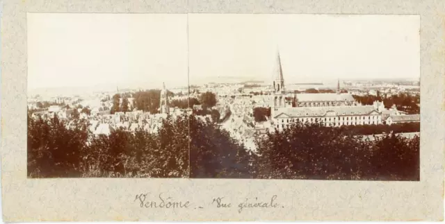 France, Vendôme, Vue générale  Vintage print.  Tirage albuminé  6x12  Circ