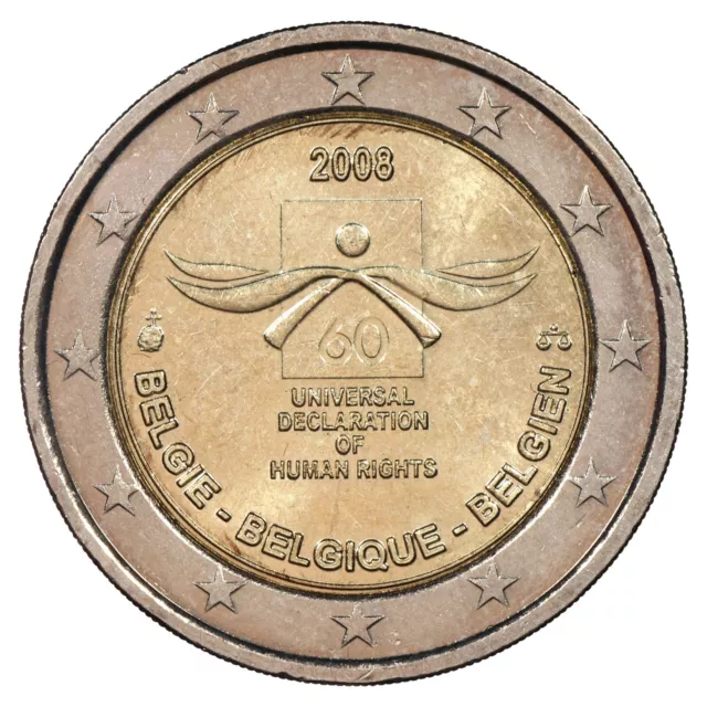 Bélgica 2 Euros 2008 Conmemorativa - Declaración Derechos De Hombre ONU - 60 Año