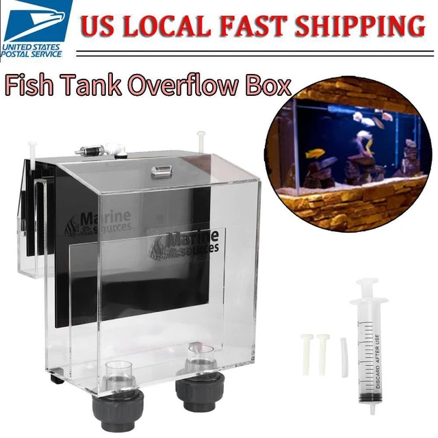 Acrylic Self start Siphon Hang On Overflow Box Fish Tank Aquarium 9.1x7.2x11.4in