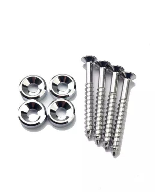 New Chrome Ibanez Guitar Neck Bolt-On Mounting Screws with 4 Ferrule Bushings