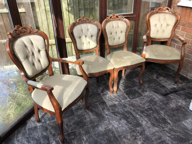 Italian Dining Chairs X4 Painting Upholstrey Project Shabby Chic Repro Louis