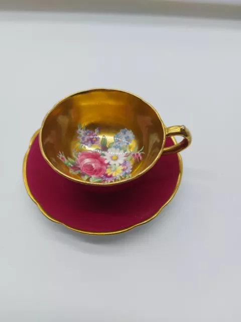 Paragon Double Warrant Floral Cabbage Rose Gold and Pink Cup/Saucer - G6591
