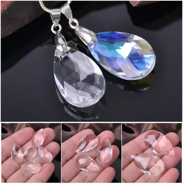 5 stück Tropfen Facettierte Kristall Glasperlen Anhänger 22x13mm/28x16mm/38x22mm