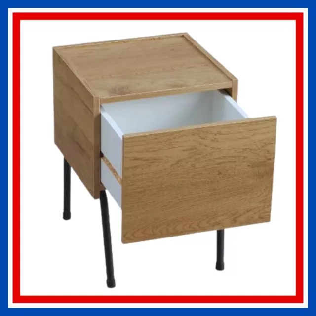 Table de chevet en bois - 1 tiroir coulissant + pieds anti-rayures-Marron cendré