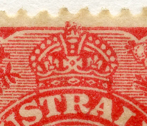 KGV 11/2d Acsc91(3)f~SG87 SMP14 *BROKEN TO TOP OF CROWN 3R30* VFU VARIETY.
