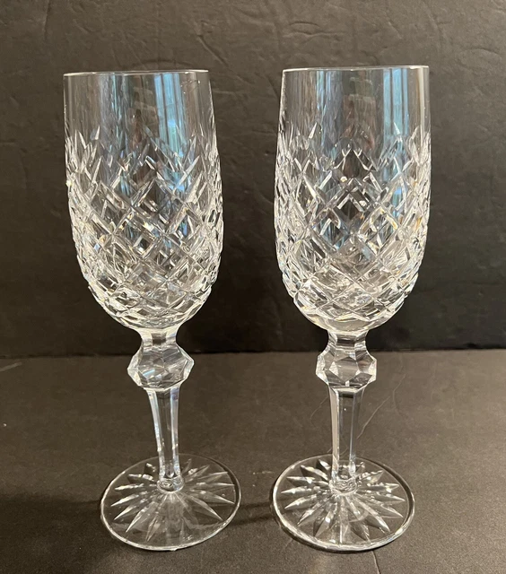 Waterford Crystal POWERSCOURT Pair of Champagne Flutes 8 1/8” Exc