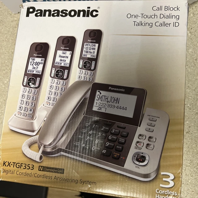 PANASONIC KXTGF353N CHAMPAGNE Gold Corded 3 Cordless Answering System