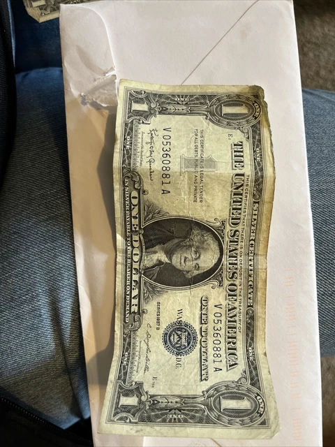 One Dollar Bill Silver Certificate Blue Seal Series 1957B