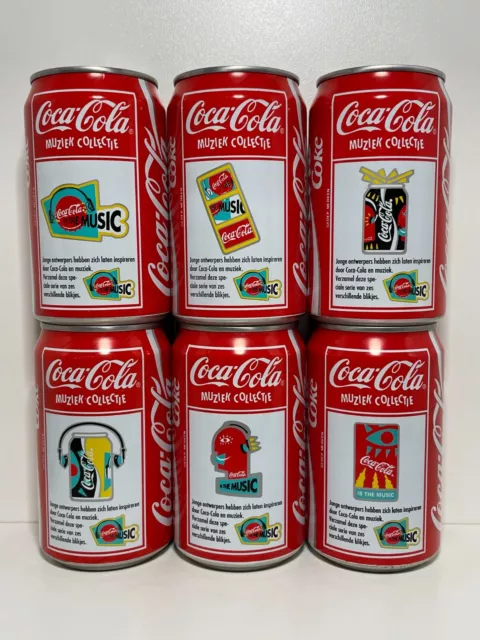 Coca Cola Coke Cans; Complete 'Muziek Collectie' 6 Can Set Holland 1993