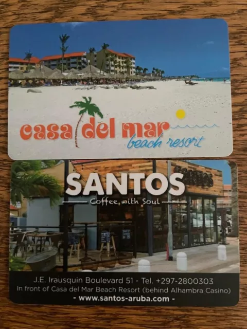 Aruba Casa Del Mar Featuring Santos Coffee With Soul Room Key Card Preowned