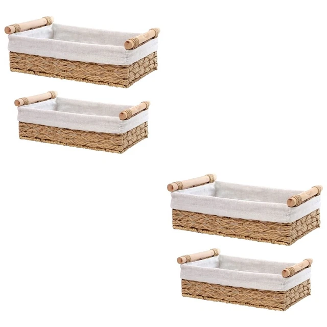 4 Pcs Desktop Organizer Sundries Storage Basket Dual Handles Storage Basket