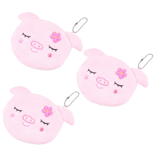 3 pz borsa rosa a forma di maiale borsa moneta corta piccolo portafoglio con cerniera soffice peluche Chan