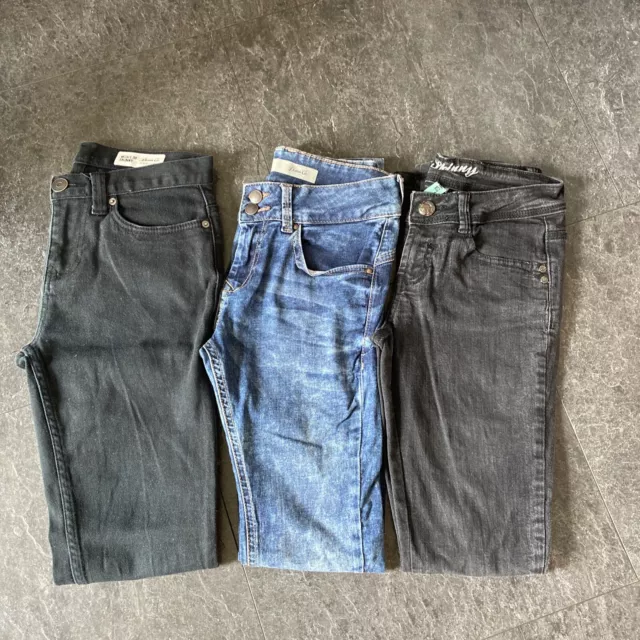 Bundle Denim & Co Girls Skinny Jeans Size Uk 8 ( Three Pairs)