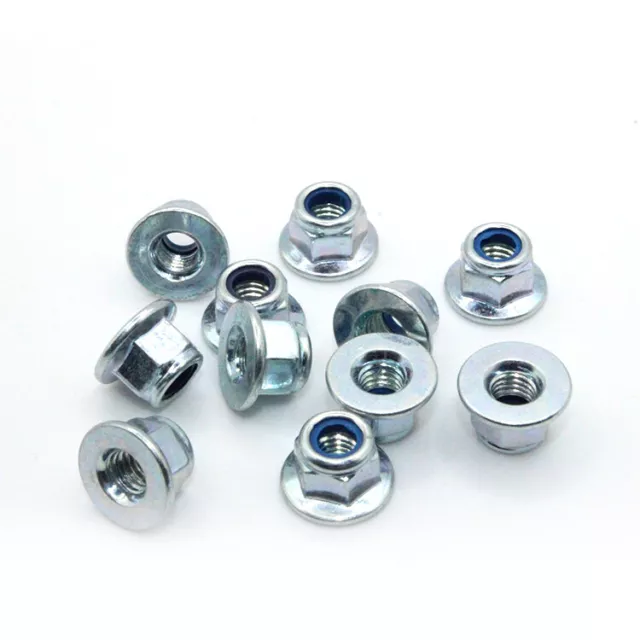 M6 Flanged Nyloc Nylock Insert Locking Nut Steel Bright Zinc Plated Bzp Din 6926