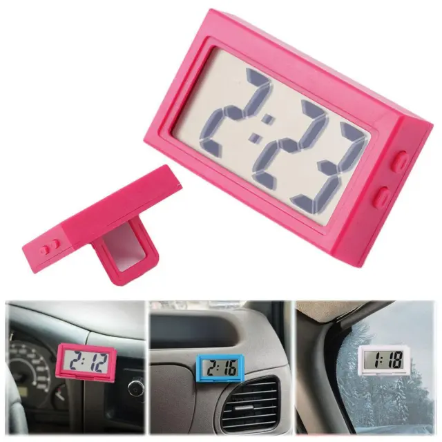 LCD SCREEN MINI Digital Clock Interior Car Auto Desk Dashboard