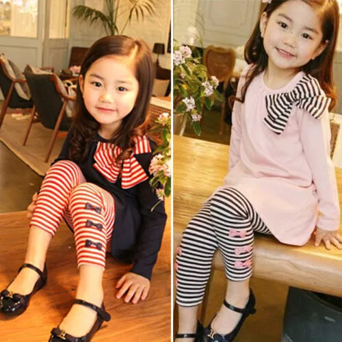 Kids Baby Girls Long Sleeve T-Shirt Tops+Striped Leggings Pants Outfits Outfits`