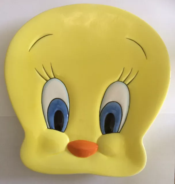 WARNER BROS Tweety Pie PLATE wall plaque DISH 1994 rare YELLOW CERAMIC ornament