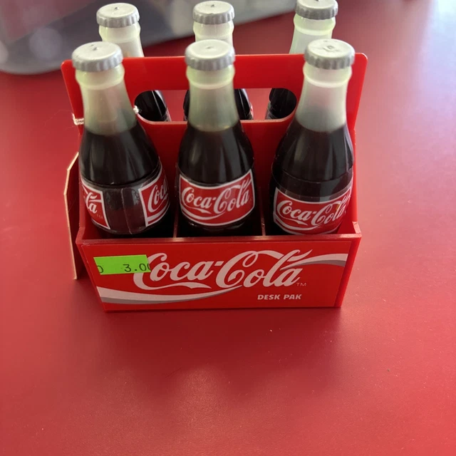 Coca Cola Vintage Desk 6 Pak Coke Bottles Highlighter Paper Clips 1995