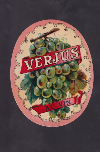 Ancienne étiquette alcool France BN137263 Verjus au Vin Raisin