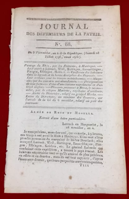 Finistère Brest 1796 Bretagne Mariette Valognes Corse Journal de La Patrie