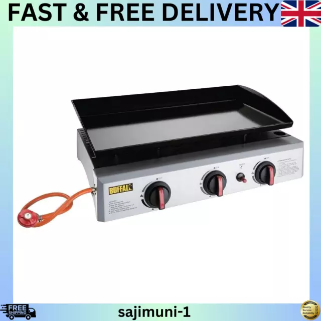 Buffalo 7.5kW Portable Outdoor 3 Burner Gas Griddle Barbecue Hotplate |...