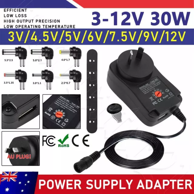Universal AC/DC 3V-12V Power Supply Adapter Plug-in Wall Charger Adjustable 2.1A