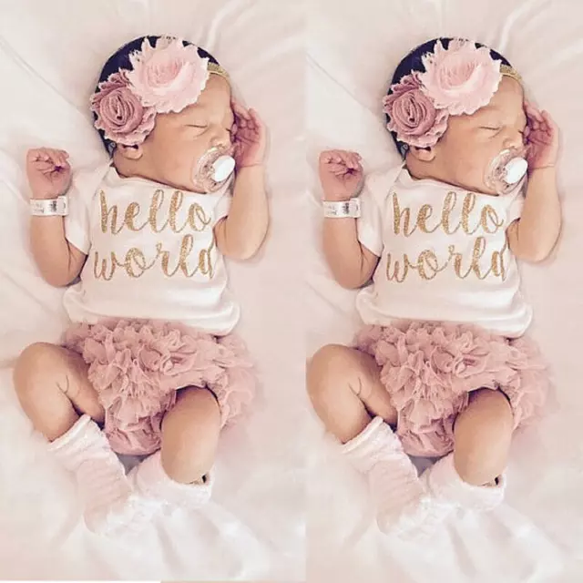 3PCS Newborn Baby Girl Outfits Clothes Romper tutu Dress Jumpsuit Bodysuit