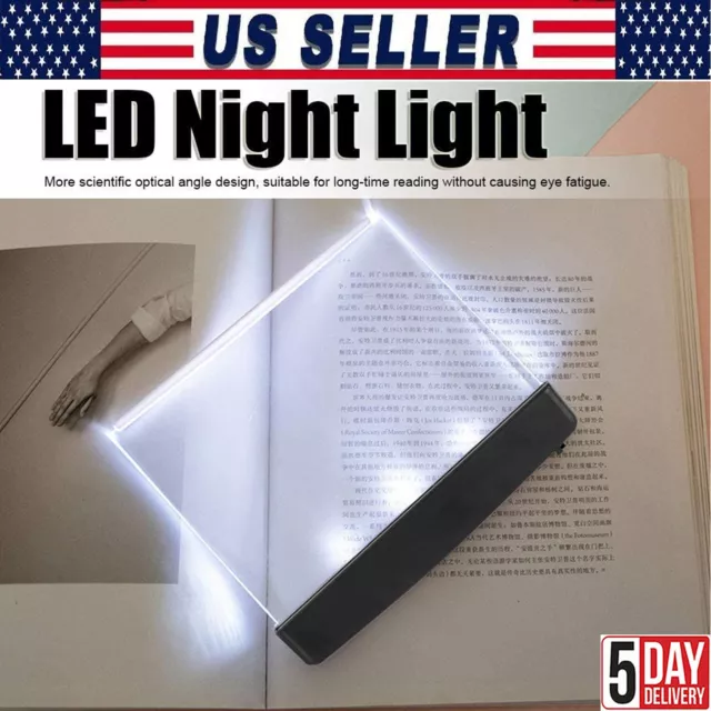 Creative LED Book Light Reading Night Flat Plate Panel Lamps Portable US
