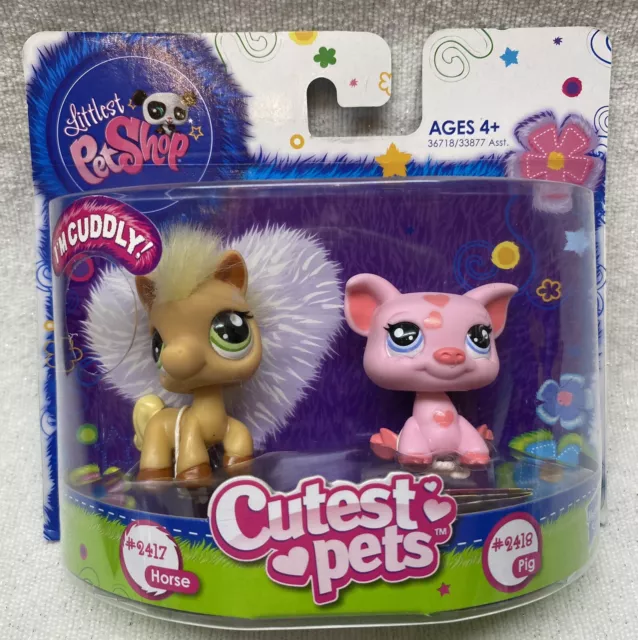 LITTLEST PET SHOP Cutest Pets Fuzzy Horse 2417 and Pig 2418 Brand New ...