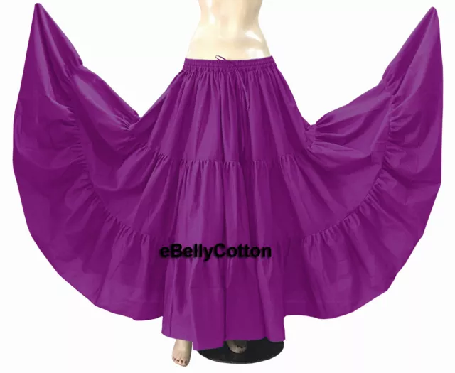 Light Purple Skirt 10 Yard 3 Tiered maxi Cotton Gypsy Belly Dance Tribal Flamenc