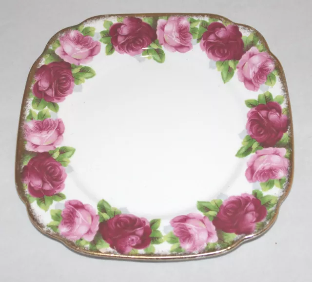 Royal Albert China Square Salad Plate 7 3/4" Old English Rose Pattern