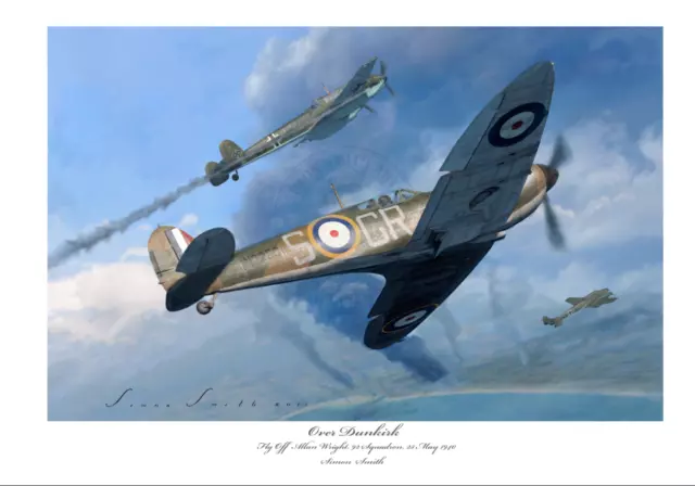 Battle Of Britain Ace Allan Wright Spitfire Mk1 Limited Edition Signed Print