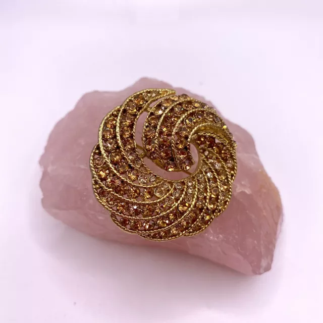 Jones New York Brooch, Gold-Tone Crystal Swirl Box Pin