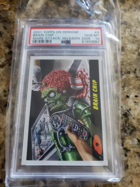 PSA 10 2021 Topps Mars Attacks Invasion 2026 Brain Chip #9 ELON MUSK THEME 12