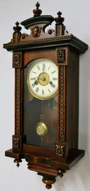 Antique Junghans 8 Day Musical Strike Carved Oak Architectural Vienna Wall Clock 3