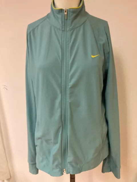 Nike Dri Fit Crop Workout Jacket Lt Blue Full Zip Athletic (Women's Size Large)