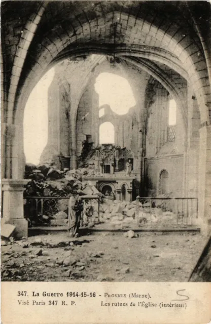 CPA AK Military Prosnes - The Ruins of the Church (362082)