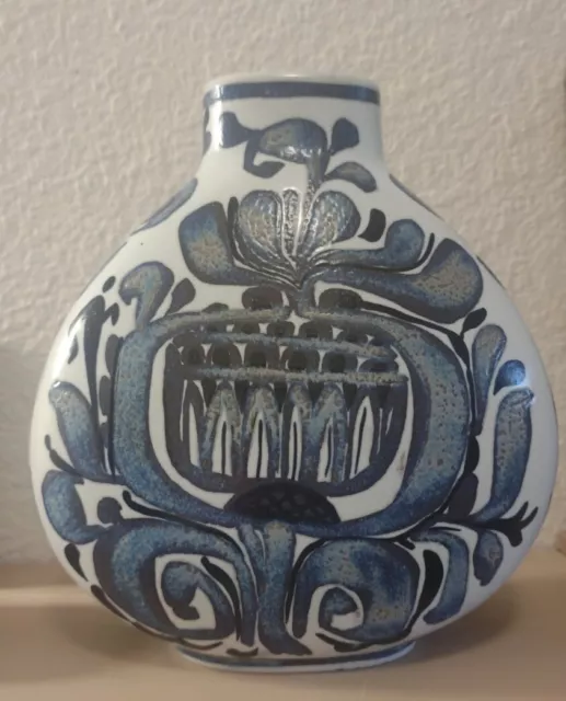 Royal Copenhagen Fajance Blue Vase By Kari Christensen Denmark Pottery Signed