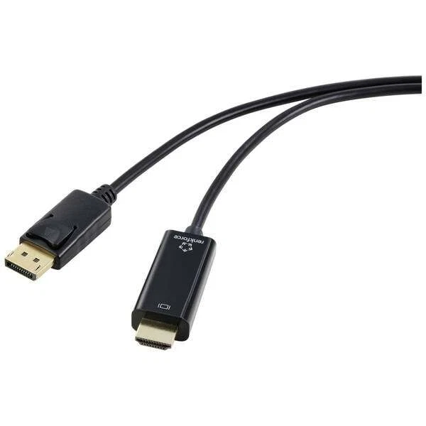 Renkforce RF-4222524 - Adattatore DisplayPort/HDMI, 1 connettore DisplayPort, 1 presa HDMI, colore: Nero dorato