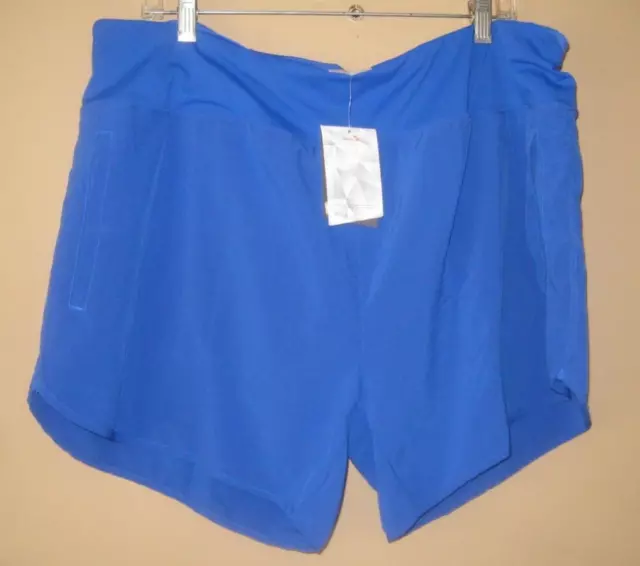 BALEAF Womens 3 Pocket Blue Stretch Panty Lined Shorts 2XL NWT