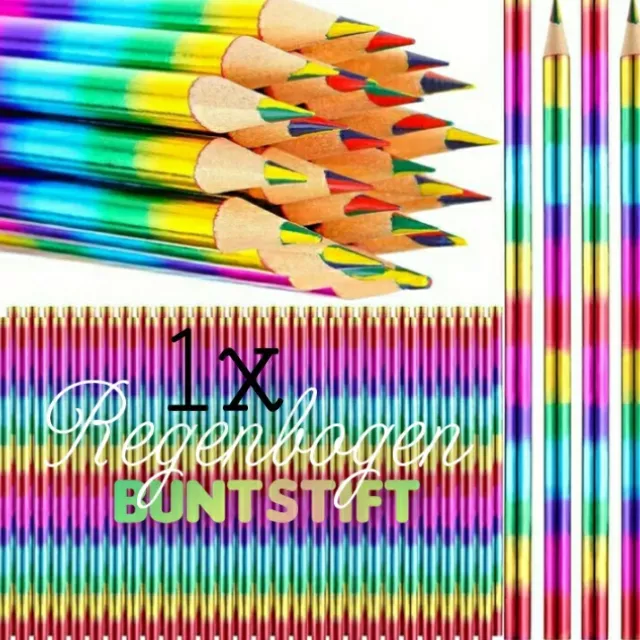 ✏ 1x Regenbogen Buntstift Bleistift 🏳️‍🌈 4 Farben Malen Zeichnen Schule 🆕️