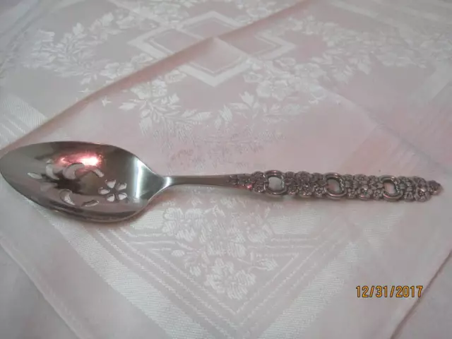 Vintage Oneida Community stainless pierced Serving Spoon Viola Voila