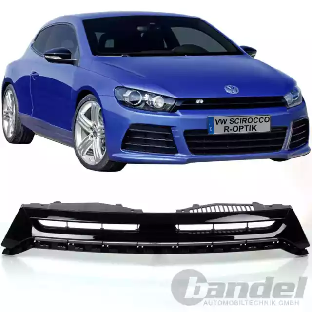 Calandre Nervures Noir Brillant pour VW Scirocco III 2.0 R-Line