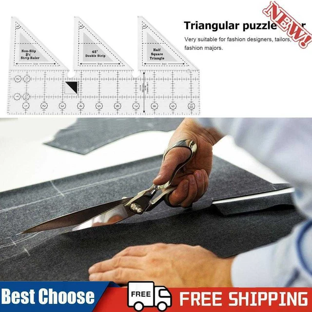 Regla de acolchado triangular 45 grados prenda de corte de tela artesanal (10 pulgadas)