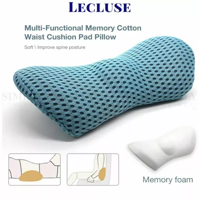 Lecluse Memory Foam Lumbar Back Pillow Waist Support Cushion Car Seat Cationic 3