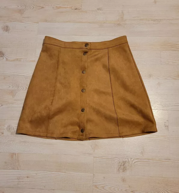 Persun Size Small Skirt Womens Beige Faux Suede Aline