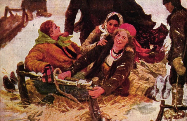 &amp;EINE LUSTIGE FAHRT&amp;, F. Sitschkoff, russische Künstlerkarte, um 1910/ ...