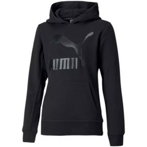 Felpa con cappuccio da bambina Puma Classics Logo Hoodie 583338 01 nero sportiva